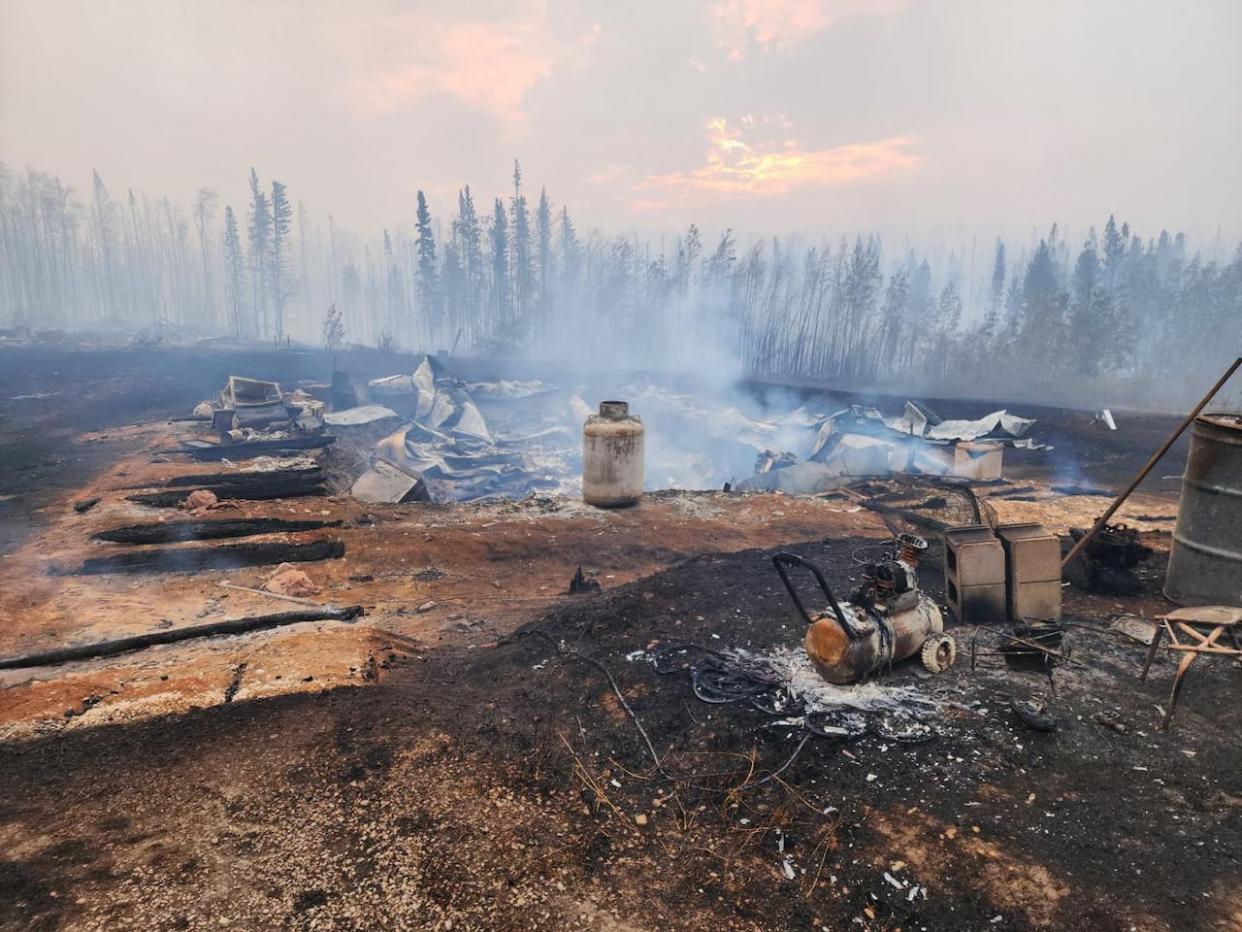 The remains of a home destroyed by wildfire last August, south of Hay River, N.W.T. (Orlanda Patterson - image credit)