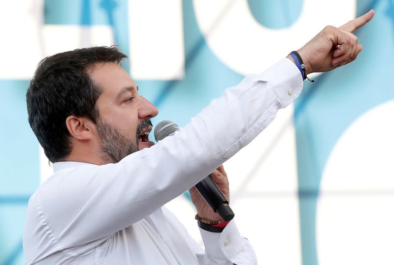 FILE PHOTO: Italy's League Party holds an anti-government demonstration in Rome