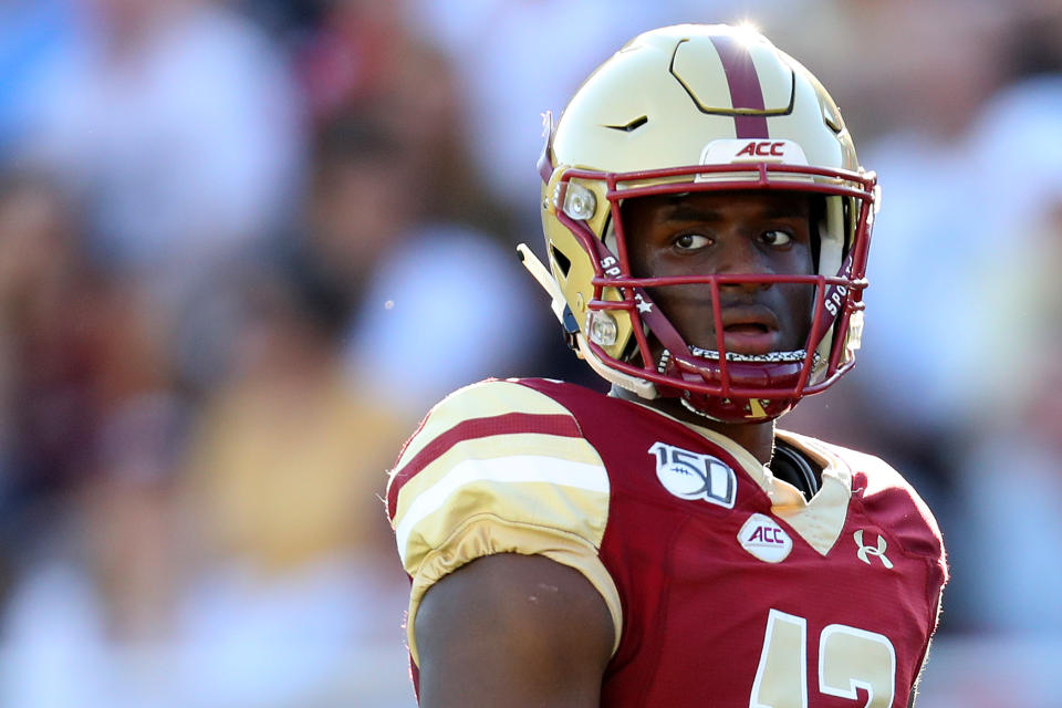 Boston College QB Anthony Brown looks on during a game against Wake Forest on Sept. 28. (Maddie Meyer/Getty Images)