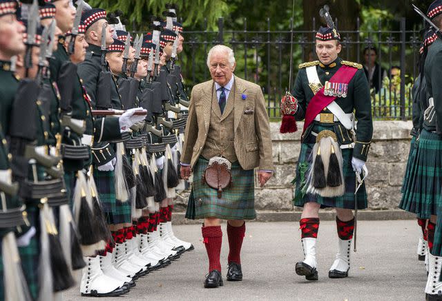 <p>Jane Barlow/PA Images via Getty</p> King Charles welcomed to Balmoral Castle on August 21, 2023