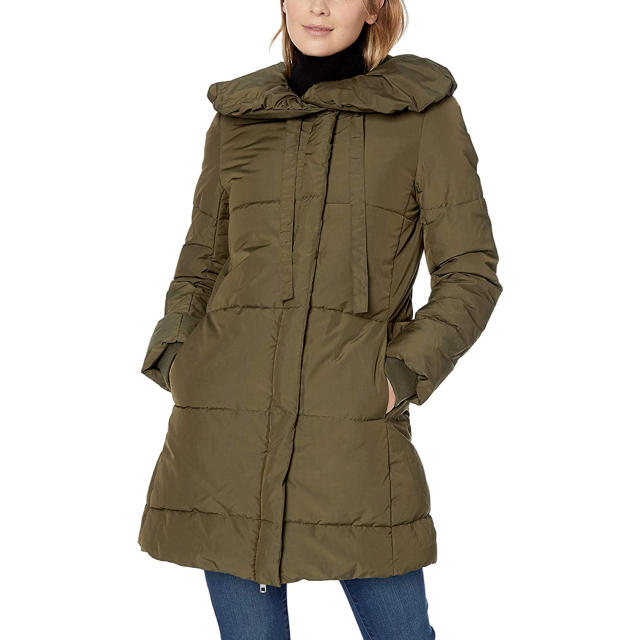 Lark & Ro Shoulder-Pillow Collar Puffer Jacket