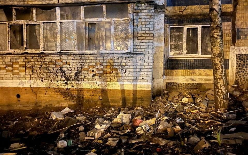 A damaged apartment block following a large blast in a street in the city of Belgorod - MAYOR OF BELGOROD/via REUTERS