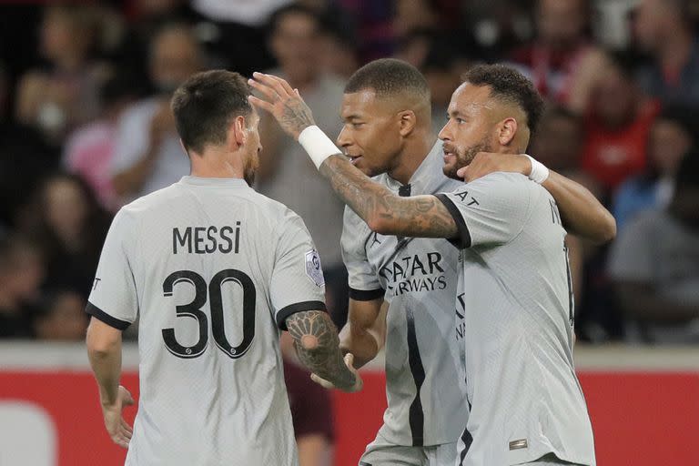 El tridente ofensivo de PSG, Messi-Kylian Mbappé-Neymar, suma 15 tantos en cuatro partidos en la 2022/2023.