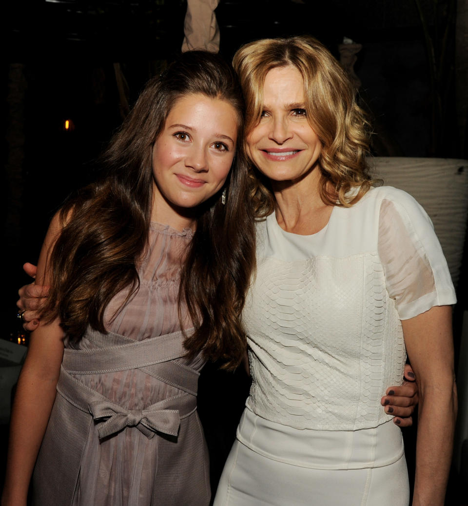 Natasha Calis and Kyra Sedgwick at the Los Angeles premiere of "The Possession" on August 28, 2012.