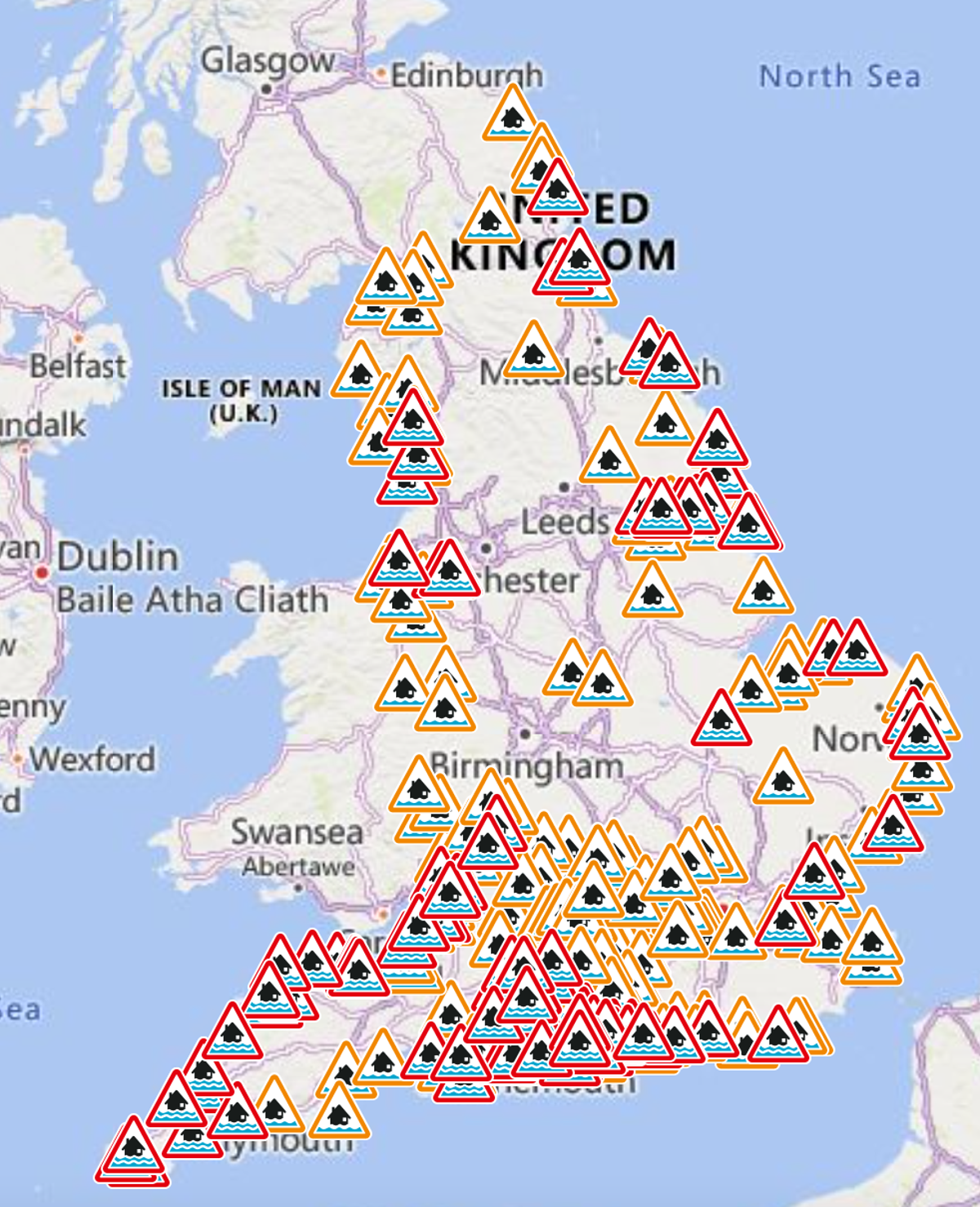 Hundreds of locations across England have been warned to brace for possible flooding (Environment Agency)