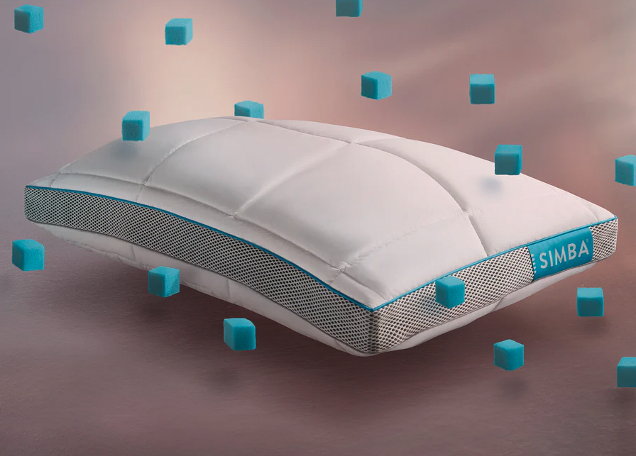 Inside the pillow are these tiny lightweight cubes made of foam for an ultra-cushioned feel and maximum airflow. (Simba)