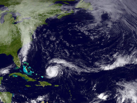 Hurricane Gonzalo is pictured in the Atlantic Ocean in this October 15, 2014 NASA handout satellite image. REUTERS/NASA/Handout via Reuters