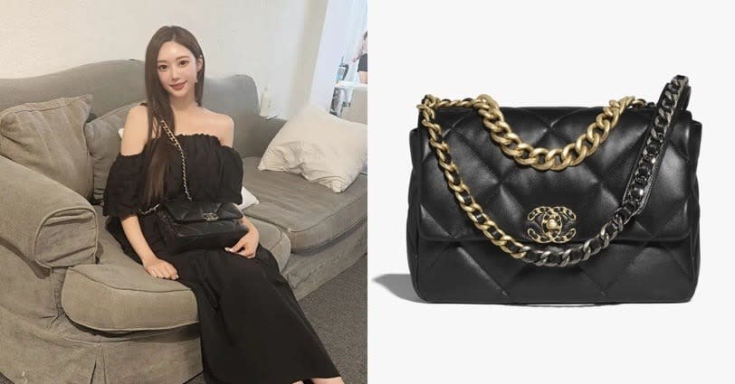 CHANEL 19大型口蓋包 圖片來源：IG@my_floria_、CHANEL