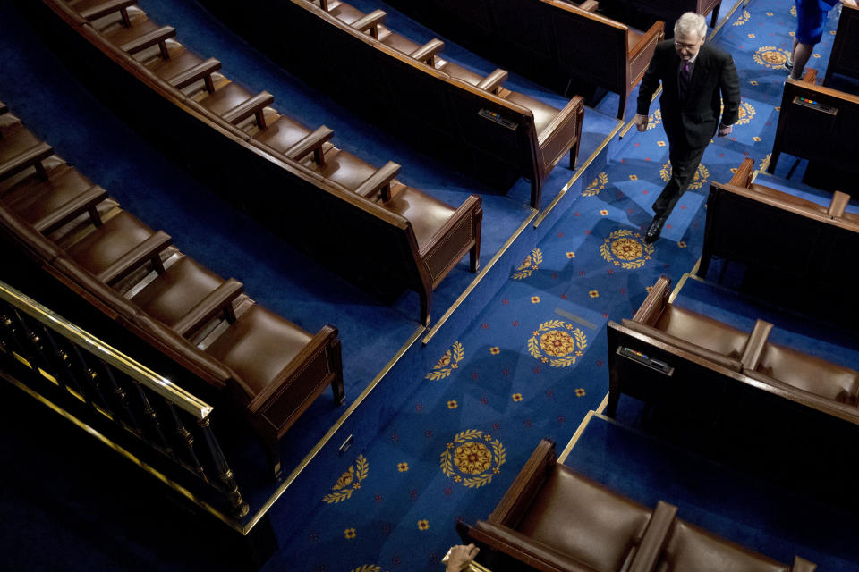 In this April 3, 2019, photo, Senate Majority Leader Mitch McConnell of Ky., walks off the House floor following a speech by NATO Secretary General Jens Stoltenberg on Capitol Hill in Washington. One of the only jobs McConnell ever wanted was to be in the Senate. But the majority leader is steadily changing the way the chamber operates in pursuit of a greater prize: reshaping the judiciary. (AP Photo/Andrew Harnik)