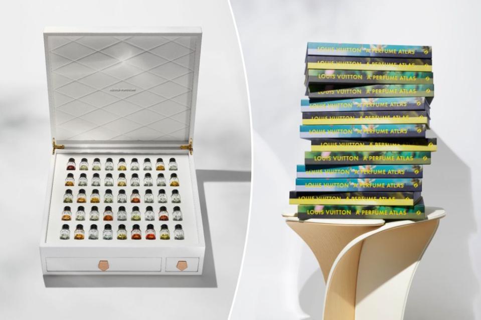 Louis Vuitton has just released the fashionable tome “A Perfume Atlas,” along with a luxurious box set that includes all 45 essences featured in the book.