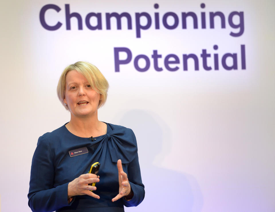 Royal Bank of Scotland CEO Alison Rose gives a speech to staff and stakeholders for the publication of the annual results at the bank's London headquarters. (Photo by Nick Ansell/PA Images via Getty Images)