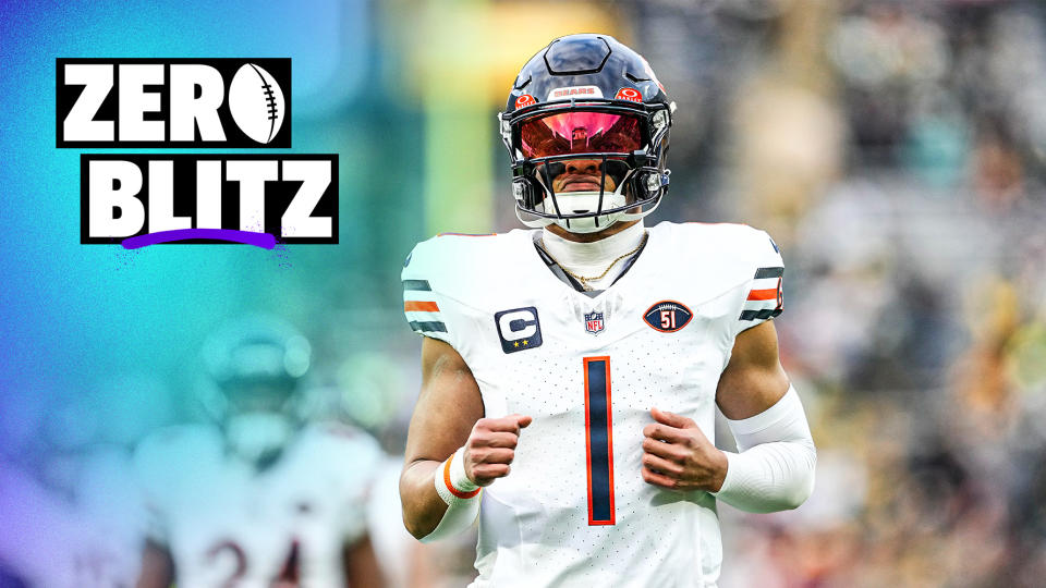 GREEN BAY, WISCONSIN - JANUARY 07: Justin Fields #1 of the Chicago Bears warms up before a game against the Green Bay Packers at Lambeau Field on January 07, 2024 in Green Bay, Wisconsin. (Photo by Patrick McDermott/Getty Images)