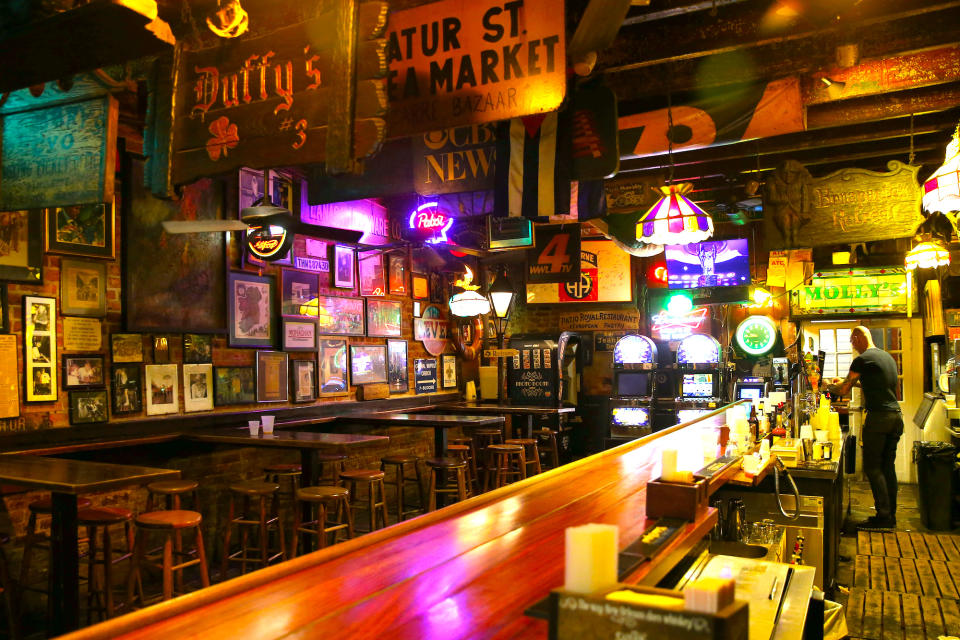 An empty bar is pictured in the French Quarter neighborhood of New Orleans, Louisiana, U.S. March 15, 2020. REUTERS/Jonathan Bachman