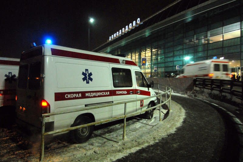 Ambulances wait outside Domodedovo airport in Moscow after an explosion on January 24, 2011. UPI File Photo