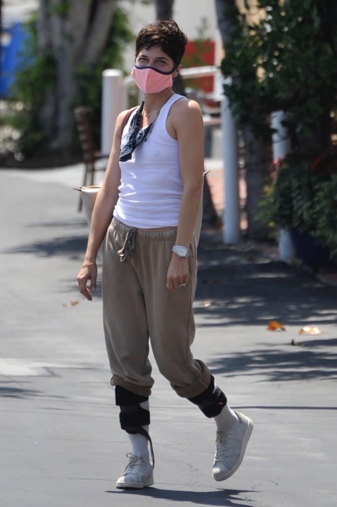 <p>Selma Blair looks happy on Saturday while out in Los Angeles. </p>