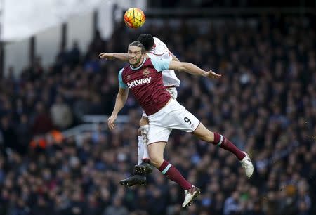 Football Soccer - West Ham United v Liverpool - Barclays Premier League - Upton Park - 2/1/16West Ham's Andy Carroll in action with Liverpool's Emre CanAction Images via Reuters / John SibleyLivepic