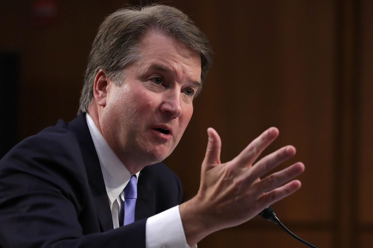 Supreme Court nominee Brett Kavanaugh appeared to refer to contraceptives as "abortion-inducing drugs" at his Senate hearing. (Photo: Chip Somodevilla via Getty Images)