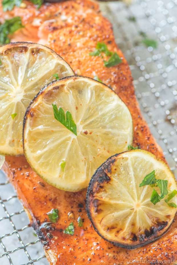 <p>Courtney's Sweets</p><p>This air fryer salmon recipe is a family favorite! It’s full of flavor and a great way to cook chili lime salmon.</p><p><strong>Get the recipe: <a href="https://www.courtneyssweets.com/air-fryer-salmon/" rel="nofollow noopener" target="_blank" data-ylk="slk:Air Fryer Chili Lime Salmon;elm:context_link;itc:0;sec:content-canvas" class="link ">Air Fryer Chili Lime Salmon</a></strong></p>