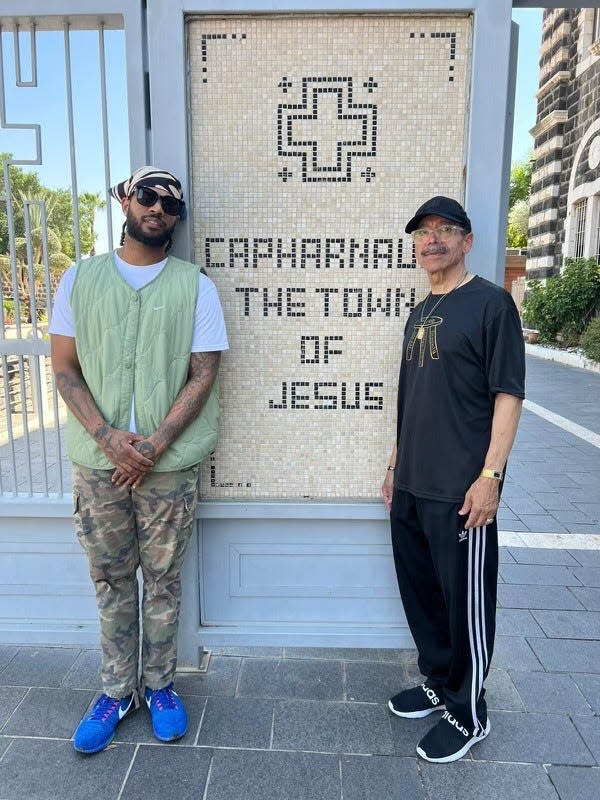 Pastor Kenneth Whalum with his son Kameron in Israel.