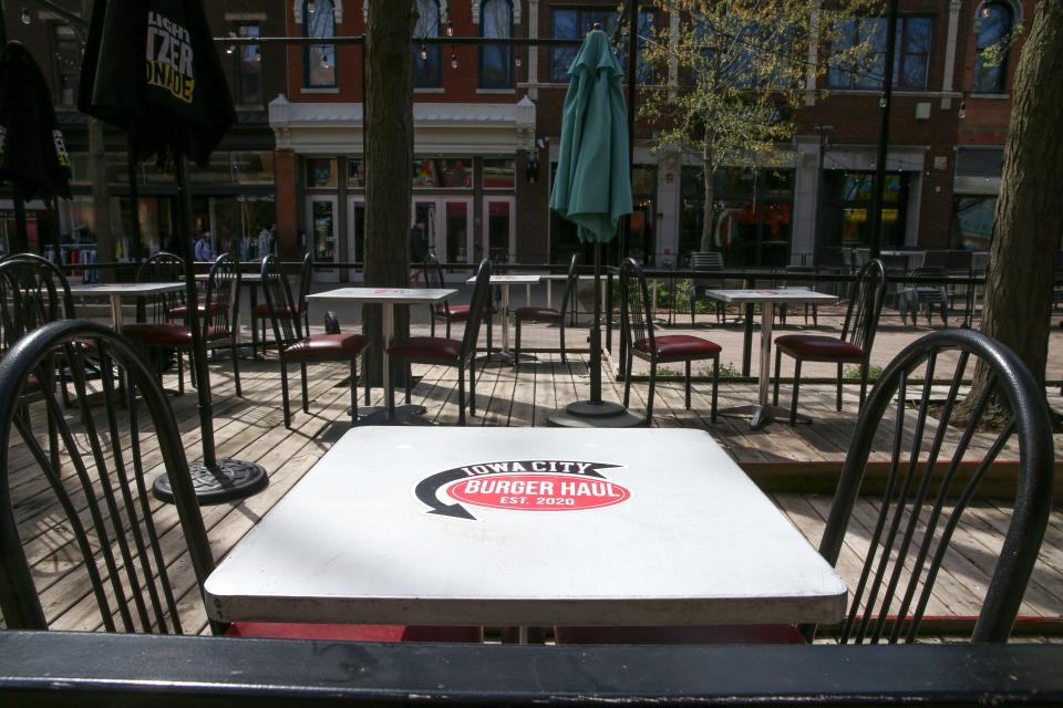 Burger Haul's patio is pictured Tuesday, April 16, 2024 in Iowa City, Iowa
