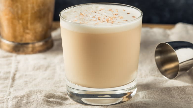 Brandy milk punch on cloth