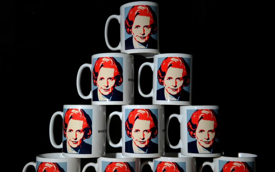 Mrs T: commemorative mugs of Baroness Thatcher, sold by Grantham Museum