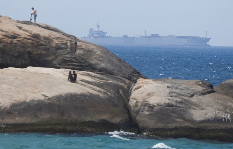 Iranian military ship Iris Makran navigates on the coast of Rio de Janeiro