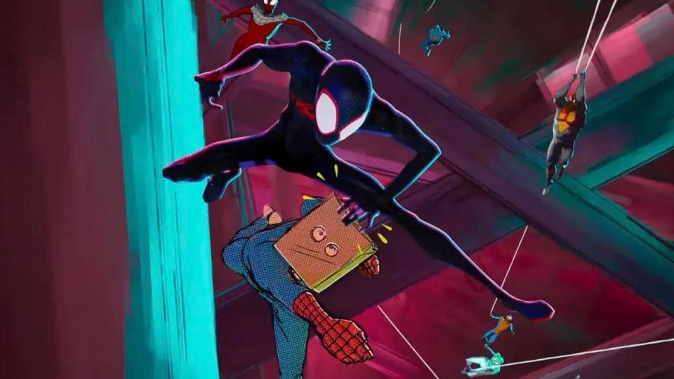 Miles Morales Spider-Man meets the Bombastic Bag-Man. This is a new Spider-Man Variant as seen in Across the Spider-Verse trailer.