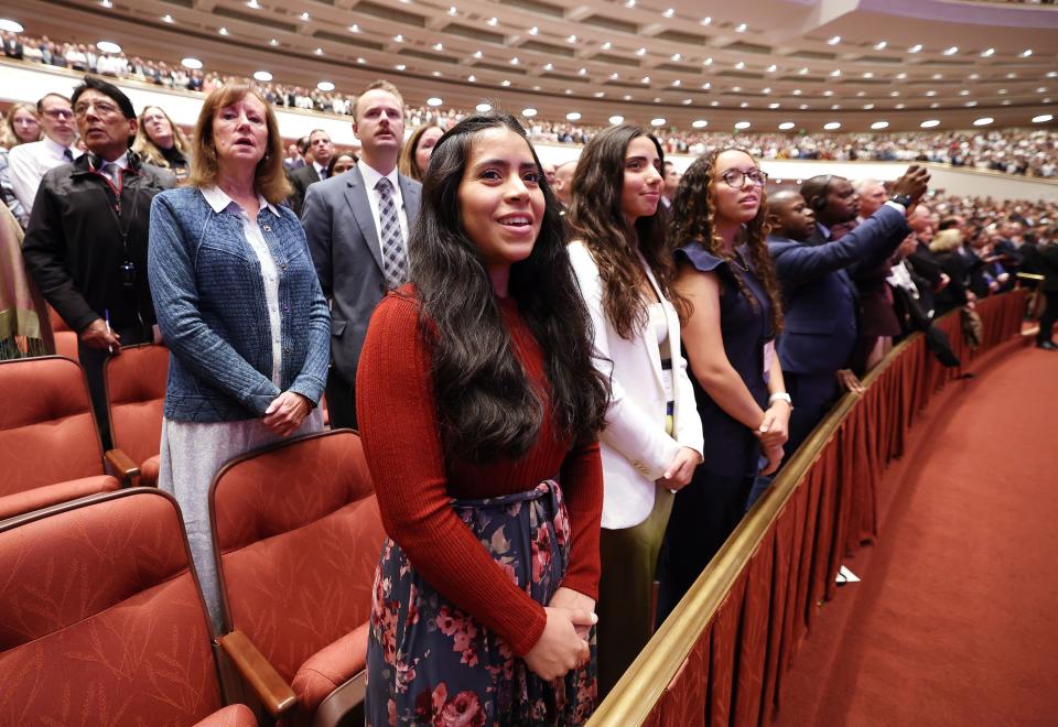 Stephanie Muro sings during the 193rd Semiannual General Conference of The Church of Jesus Christ of Latter-day Saints at the Conference Center in Salt Lake City on Sunday, Oct. 1, 2023. | Jeffrey D. Allred, Deseret News