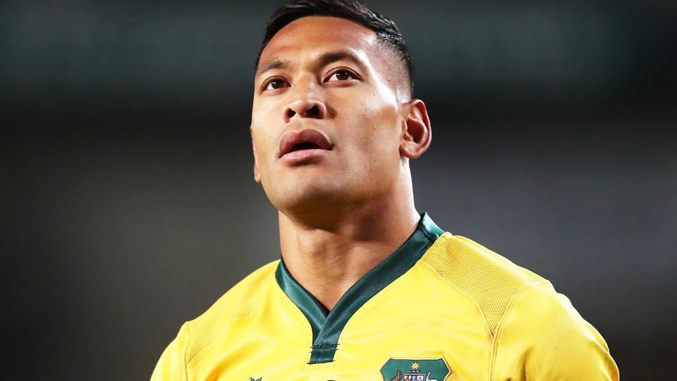 Israel Folau, pictured here in action for the Wallabies in 2018.