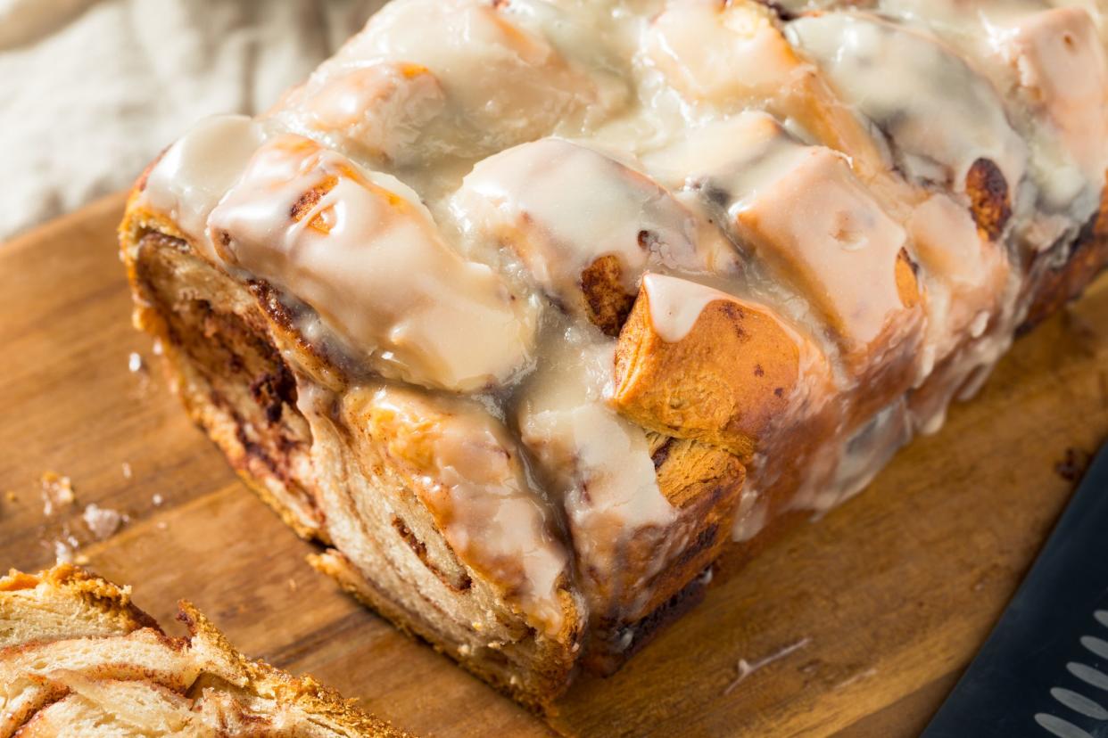 Homemade Sweet Cinnamon Roll Bread Loaf with Icing