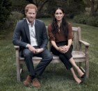 <p>In a quick clip featuring the Duke and Duchess of Sussex speaking out about the importance of voting in this year's election, Meghan composed her outfit of staple essentials including a brown blouse by Victoria Beckham, cropped black trousers by Alexander McQueen, and pointed-toe pumps by Manolo Blahnik. </p>