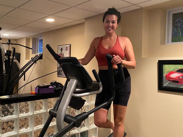 Fabiana tackles the elliptical on Day 4.