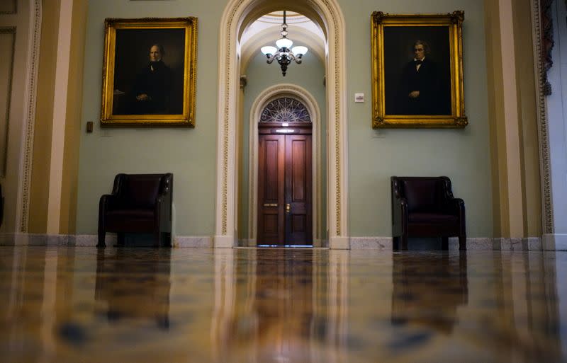 The halls are empty shortly before the U.S. Senate convenes for a vote on Capitol Hill