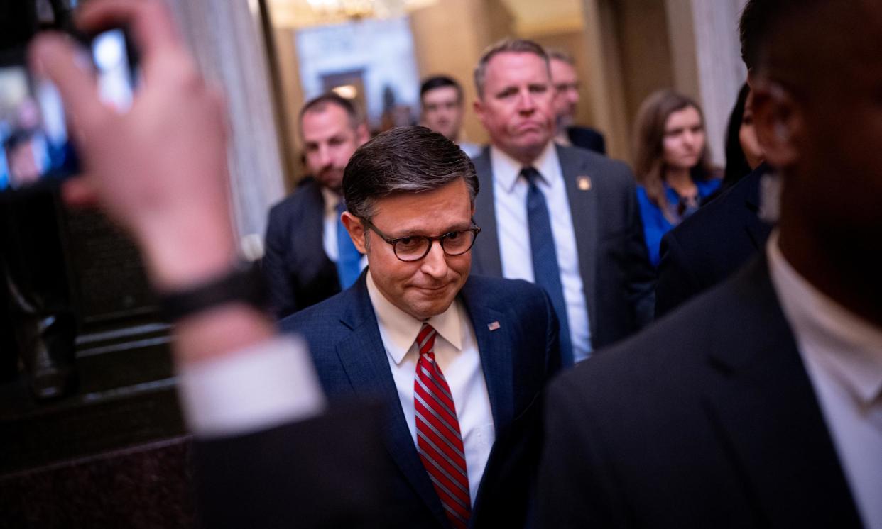 <span>Mike Johnson, the House speaker, at the US Capitol on Friday in Washington DC.</span><span>Photograph: Andrew Harnik/Getty Images</span>