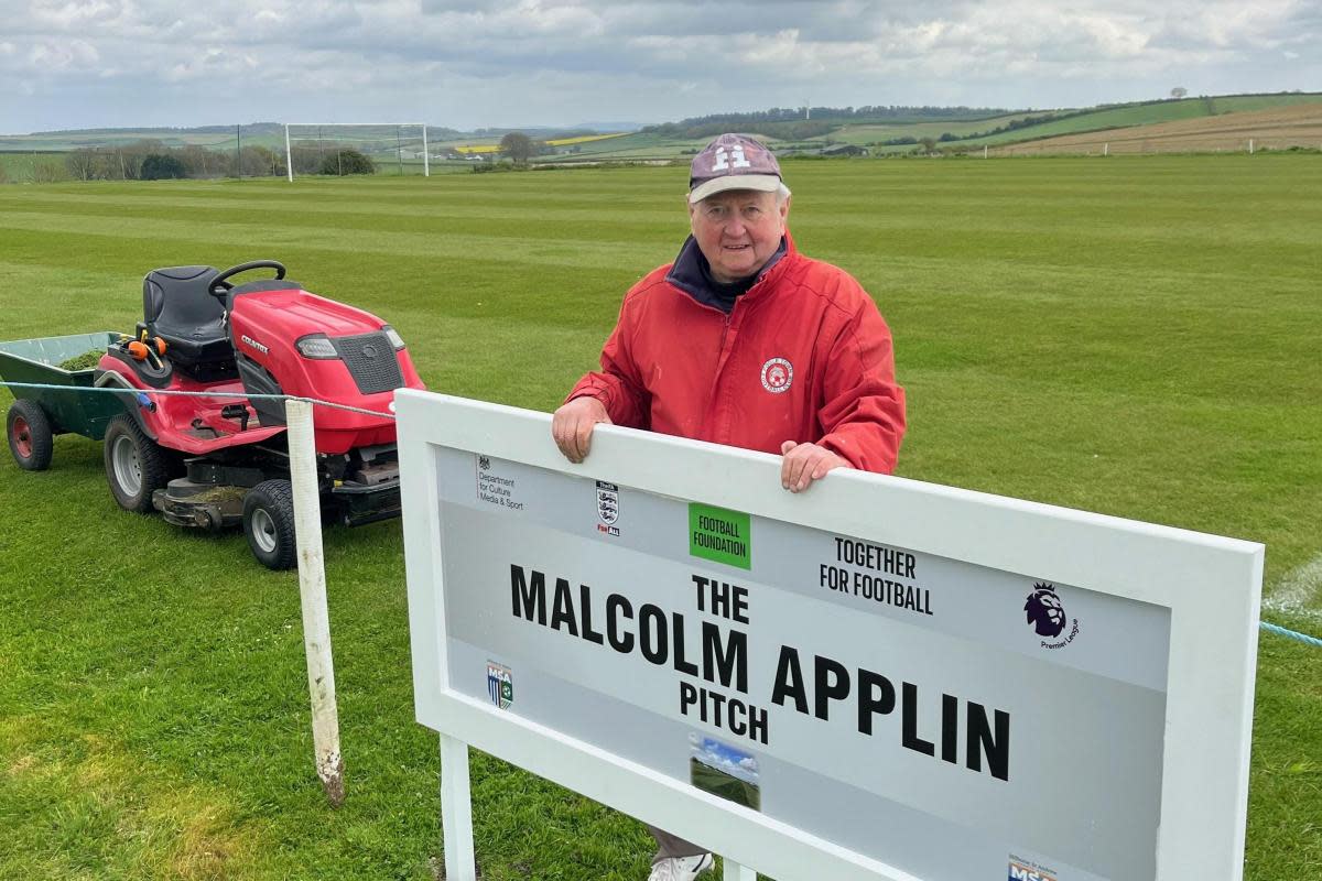 Malcolm Applin was honoured by Milborne Sports for his services to the club <i>(Image: MILBORNE SPORTS FC)</i>