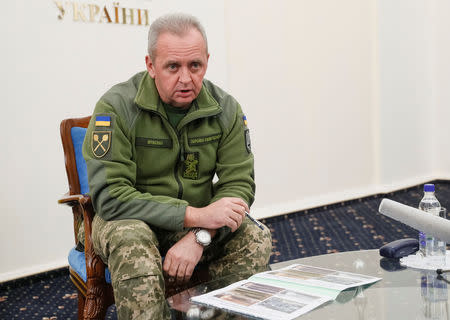 Chief of the General Staff of Ukraine's Armed Forces Viktor Muzhenko speaks during an interview with Reuters in Kiev, Ukraine December 4, 2018. REUTERS/Valentyn Ogirenko