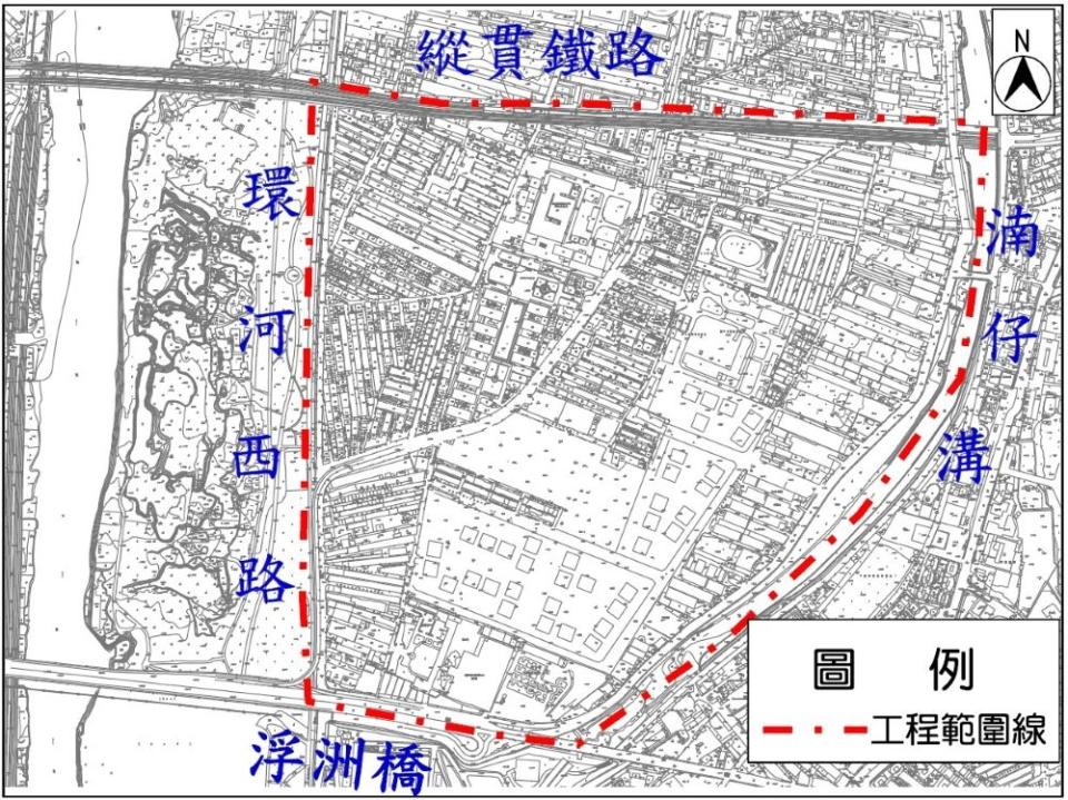 《圖說》新北市板橋地區污水下水道系統第三期工程第六標(支(分)管及用戶接管)工程範圍。〈水利局提供〉