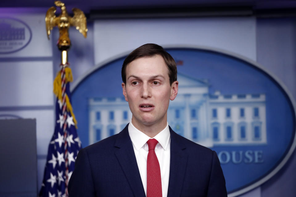 White House adviser Jared Kushner speaks about the coronavirus response at the White House on Thursday. (Photo: Alex Brandon/ASSOCIATED PRESS)