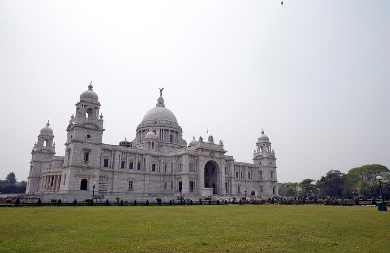 A view shows the empty historic Victoria Memorial monument after the government tightened up measures for coronavirus prevention in Kolkata