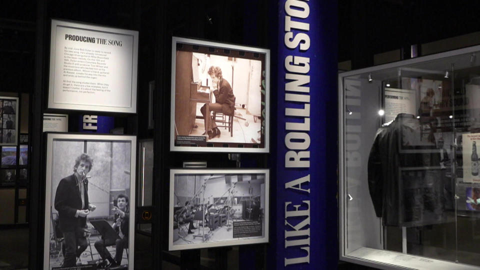 An exhibit at the Bob Dylan Center in Tulsa, Okla.   / Credit: CBS News