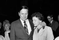 Joseph and Gwen Kopechne, parents of Mary Jo Kopechne, leave the Luzerne County Courthouse in Wilkes-Barre, Pa., Oct. 21, 1969, after the hearings ended on a petition to exhume the body of their daughter, who died in Sen. Edward M. Kennedy’s car. (Photo: Paul Vathis/AP)