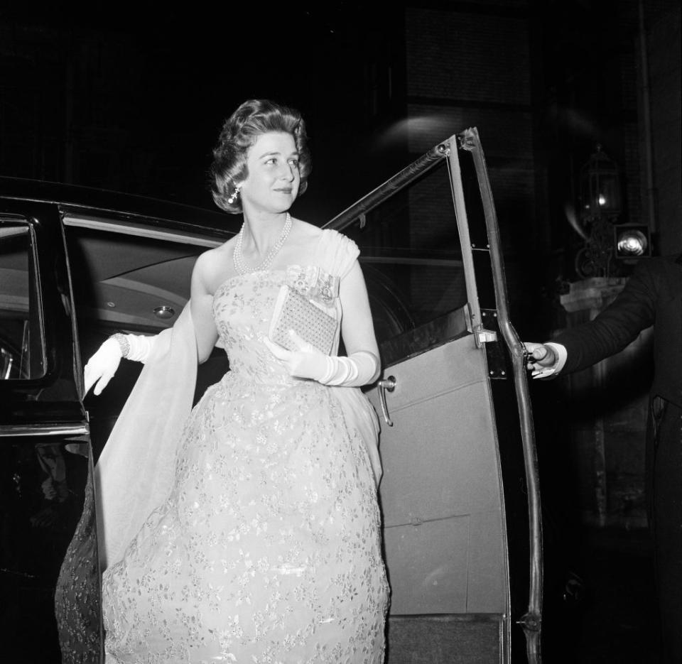 <p>A glamorous young Princess Alexandra in an evening gown. </p>
