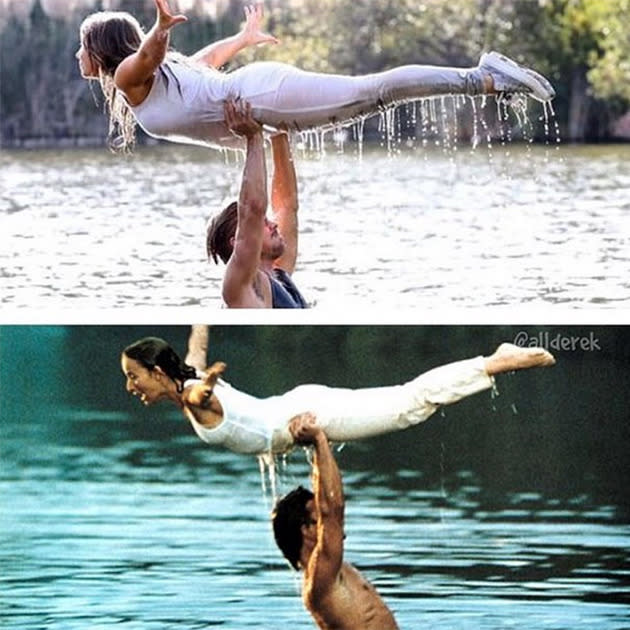 Bindi and Derek compare their photo to the one in Dirty Dancing. Photo: Instagram.