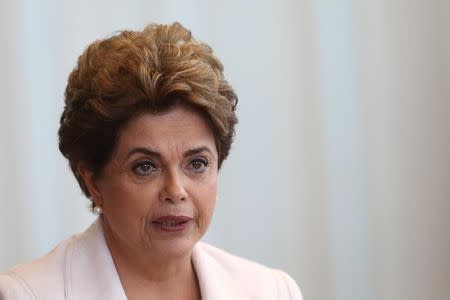 Brazil's suspended President Dilma Rousseff reads a letter to the country in Alvorada Palace in Brasilia, Brazil, August 16, 2016. REUTERS/Adriano Machado