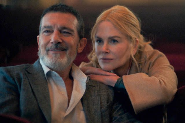 <p>Courtesy of A24</p> Antonio Banderas and Nicole Kidman in 'Babygirl'