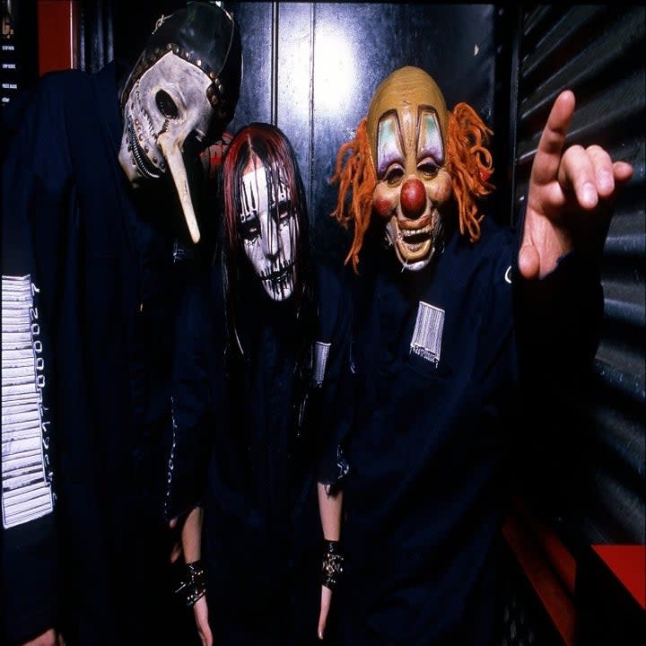 The three members of Slipknot wearing masks