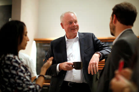 Starbucks CEO Kevin Johnson, gestures during an during an interview with Reuters in Mexico City Mexico February 7, 2019. REUTERS/ Carlos Jasso