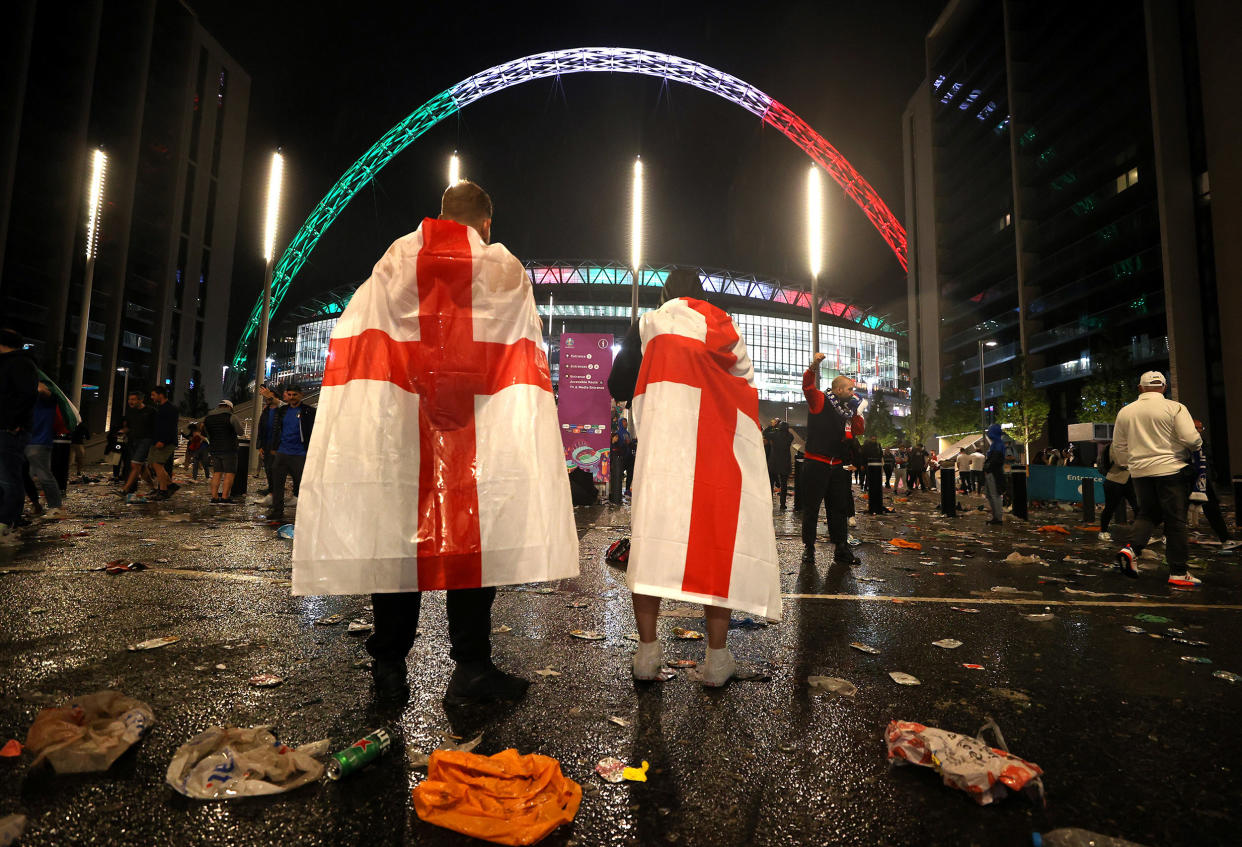 Image: England fans outside Wembley Stadium after Italy's win (Lee Smith / Reuters)