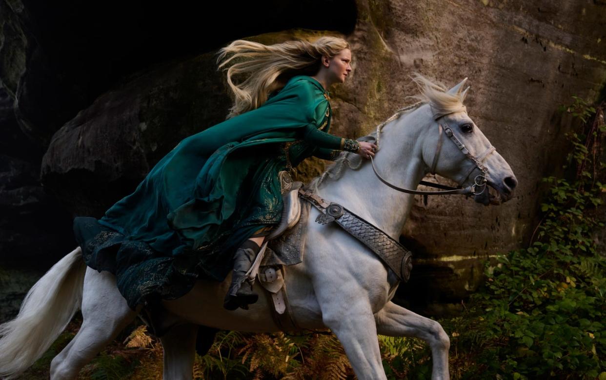 morfydd clark as galadriel in season 2 of the rings of power